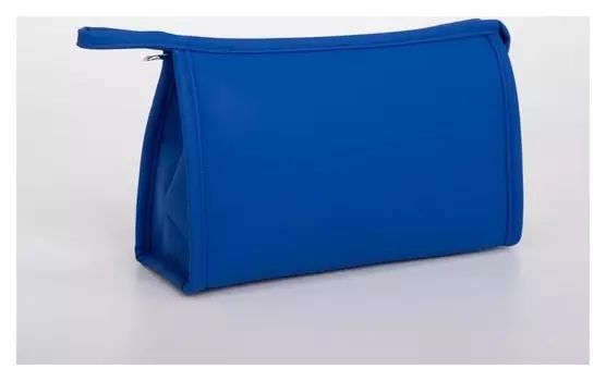 Косметичка, отдел на молнии с кнопкой, цвет синий