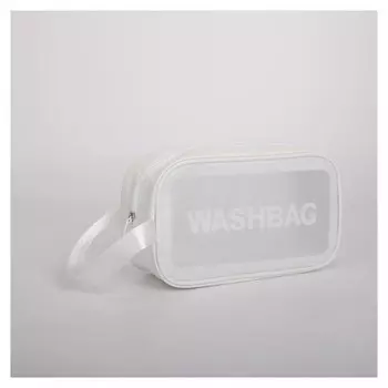 Косметичка, отдел на молнии, с ручкой, цвет белый