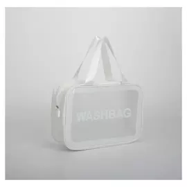 Косметичка, отдел на молнии, с ручкой, цвет белый