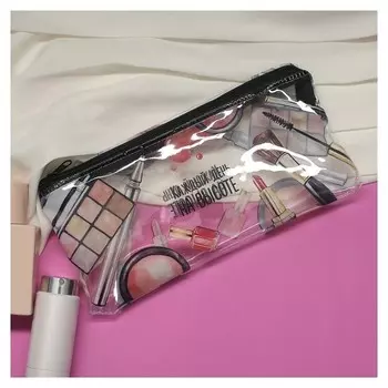 Косметичка-пенал, отдел на молнии, цвет прозрачный/чёрный
