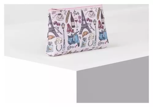 Косметичка простая мотивы Парижа, отдел на молнии
