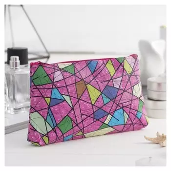 Косметичка простая на молнии "Абстракция", 1 отдел на молнии, цвет малиновый