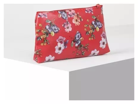 Косметичка простая, отдел на молнии, цвет красный