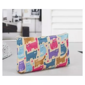 Косметичка простая, отдел на молнии Коты