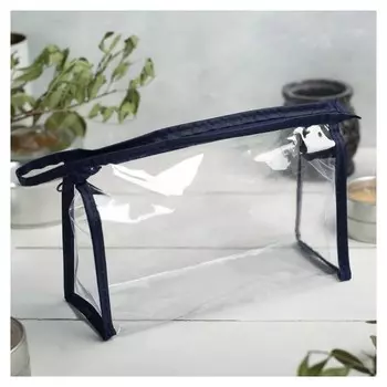 Косметичка пвх на молнии прозрачная с синим 10 см x 5 см x 15 см