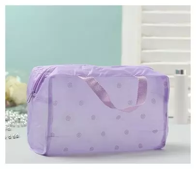 Косметичка пвх, отдел на молнии, 2 ручки, цвет сиреневый