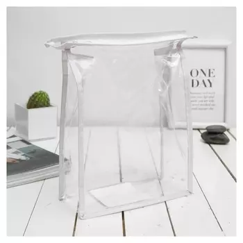 Косметичка пвх, отдел на молнии, цвет белый 15х7х21 см