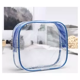 Косметичка пвх, отдел на молнии, цвет голубой