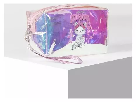 Косметичка пвх отдел на молнии цвет перламутр I Love You Mom