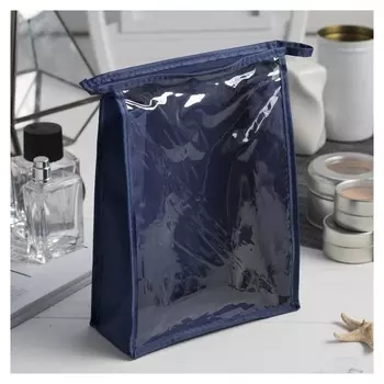 Косметичка пвх, отдел на молнии, цвет синий