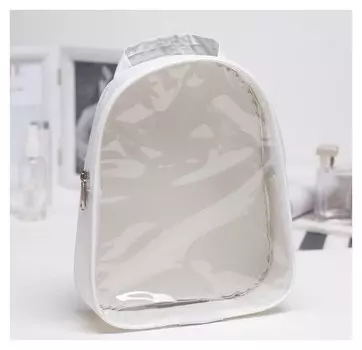 Косметичка пвх, отдел на молнии, с ручкой, цвет белый