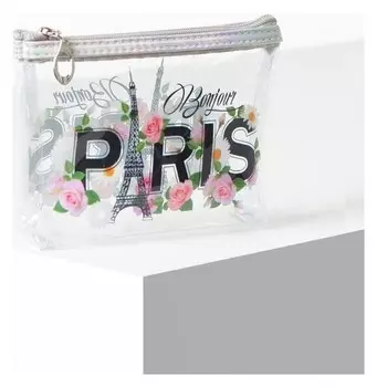 Косметичка с отделом на молнии, цвет прозрачный