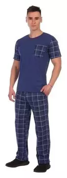 Костюм мужской (Футболка, брюки) «Кавалер» цвет синий, размер 62