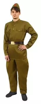 Костюм мужской «Военный», гимнастёрка, брюки-галифе, ремень, пилотка, р. 50, рост 176-180 см