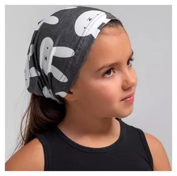 Косынка для девочки, цвет тёмно-серый/зайцы, размер 46-50