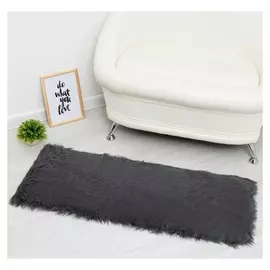 Ковер пушистый этель цвет тёмно-серый 45*120 см, 1000 гр/м2