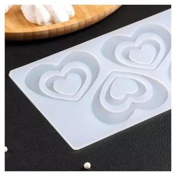 Коврик для айсинга «Сердцем к сердцу», 4 ячейки, 19×11,5×0,3 см, цвет прозрачный