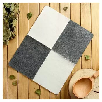 Коврик для бани "Шахматы", войлок, серо- белый, 46х37,5 см