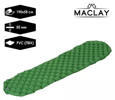 Коврик для кемпинга, надувной 190 х 58 х 5 см, цвет зеленый