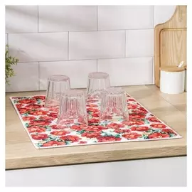 Коврик для сушки посуды доляна «Пионы», 38×50 см