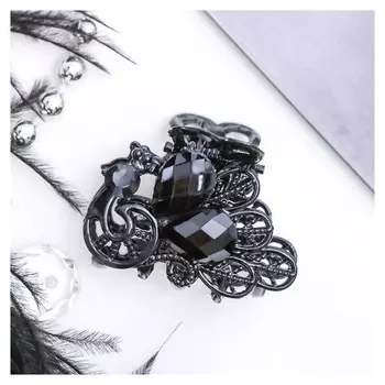 Краб для волос "Чёрные кружева" 2,5 см павлин