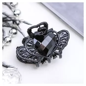 Краб для волос "Чёрные кружева" 2,5 см сердечко