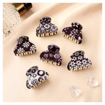 Краб для волос "Шёлк" цветы, 4х2,5 см