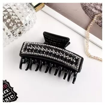 Краб для волос "Томирис" 8 см, прямой, чёрный