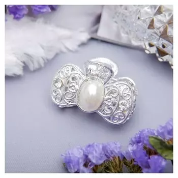 Краб для волос "Жемчужный" 4 см бантик