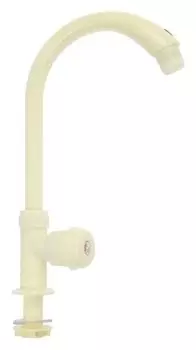 Кран на одну воду Zein, круглая ручка, пластик, высокий R-образный излив, цвет "Рисовый" 51490