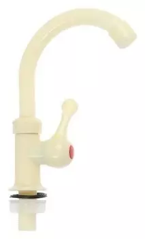 Кран на одну воду Zein, плоская ручка, пластик, R-образный излив, цвет "Рисовый"