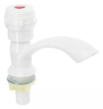 Кран на одну воду Zein Z2022, круглая ручка, пластик, короткий излив, белый