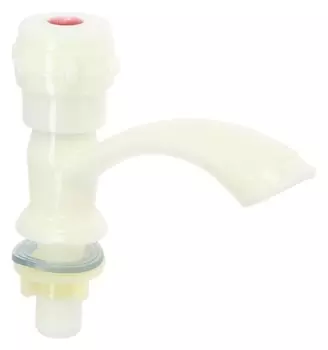 Кран на одну воду Zein Z2023, круглая ручка, пластик, короткий излив, цвет "Рисовый"