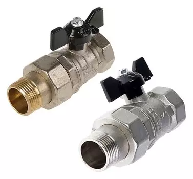 Кран шаровой LD Pride 47.20, с американкой 3/4", бабочка, никелированный