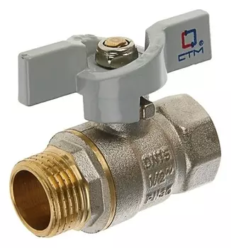Кран шаровой "СТМ" стандарт, Pn40, внутренняя/наружная резьба 1/2", бабочка