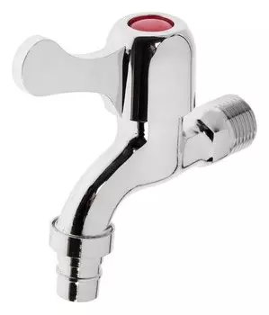Кран водоразборный со штуцером Zein, с плоской ручкой, цинк, кран-букса, хром