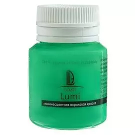 Краска акриловая люминесцентная, 20 мл Luxart Lumi зелёный, небесно-голубое свечение