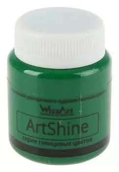 Краска акриловая Shine, 80 мл, Wizzart, зелёный глянцевый
