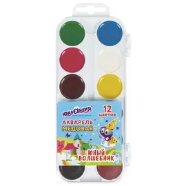 Краски акварельные медовые 12 цветов Юный волшебник