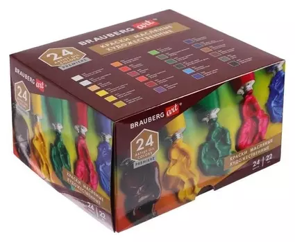 Краски масляные в тубах, набор 24 цвета х 22 мл, Brauberg Art Premiere, художественные