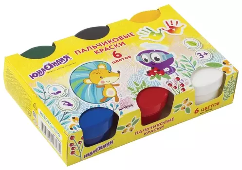 Краски пальчиковые 6 цветов Маленький ёжик
