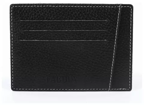 Кредитница мужская Fabula "Blackwood", натуральная кожа, отстрочка, 8 карманов, черная