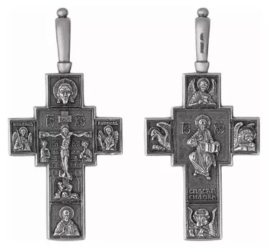 Крест нательный "Православный" крупный, посеребрение с оксидированием