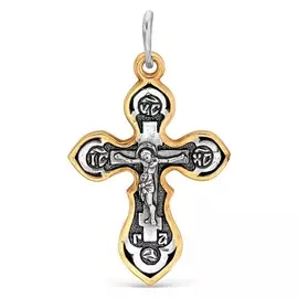 Крест нательный "Православный" посеребрение с позолотой