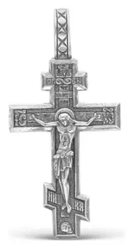 Крест нательный шестиконечный, посеребрение