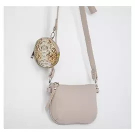 Кросс-боди, отдел на молнии, 2 наружных кармана, анималистичный принт, цвет светло-бежевый