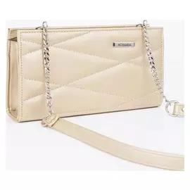 Кросс-боди, отдел на молнии, наружный карман, длинный ремень, цвет золотистый