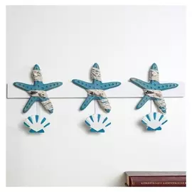 Крючки декоративные дерево "Морские звезды и ракушки" 21,5х49х6 см