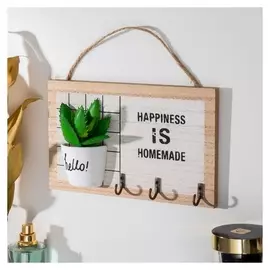 Крючки декоративные дерево "Суккулент в горшочке" 12,5х20,5х4 см