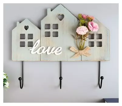 Крючки декоративные Дом с букетом цветов